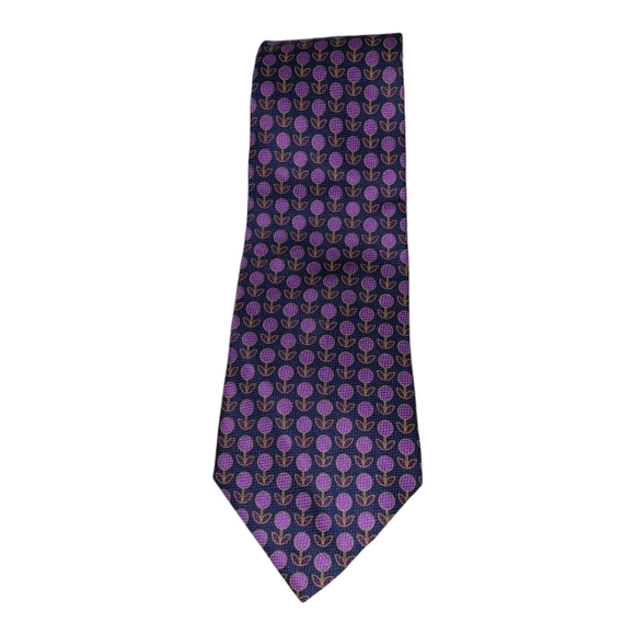 Tommy Hilfiger* Silk Tie* Navy/ Purple - Picture 5 of 5